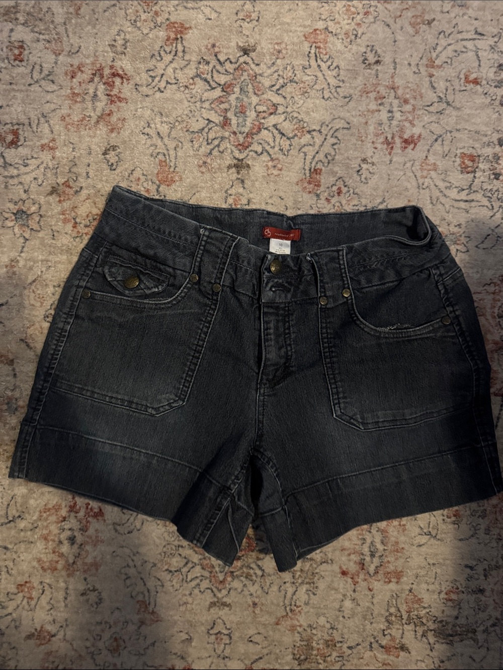 Dress Barn Washed Black Denim Utility Shorts